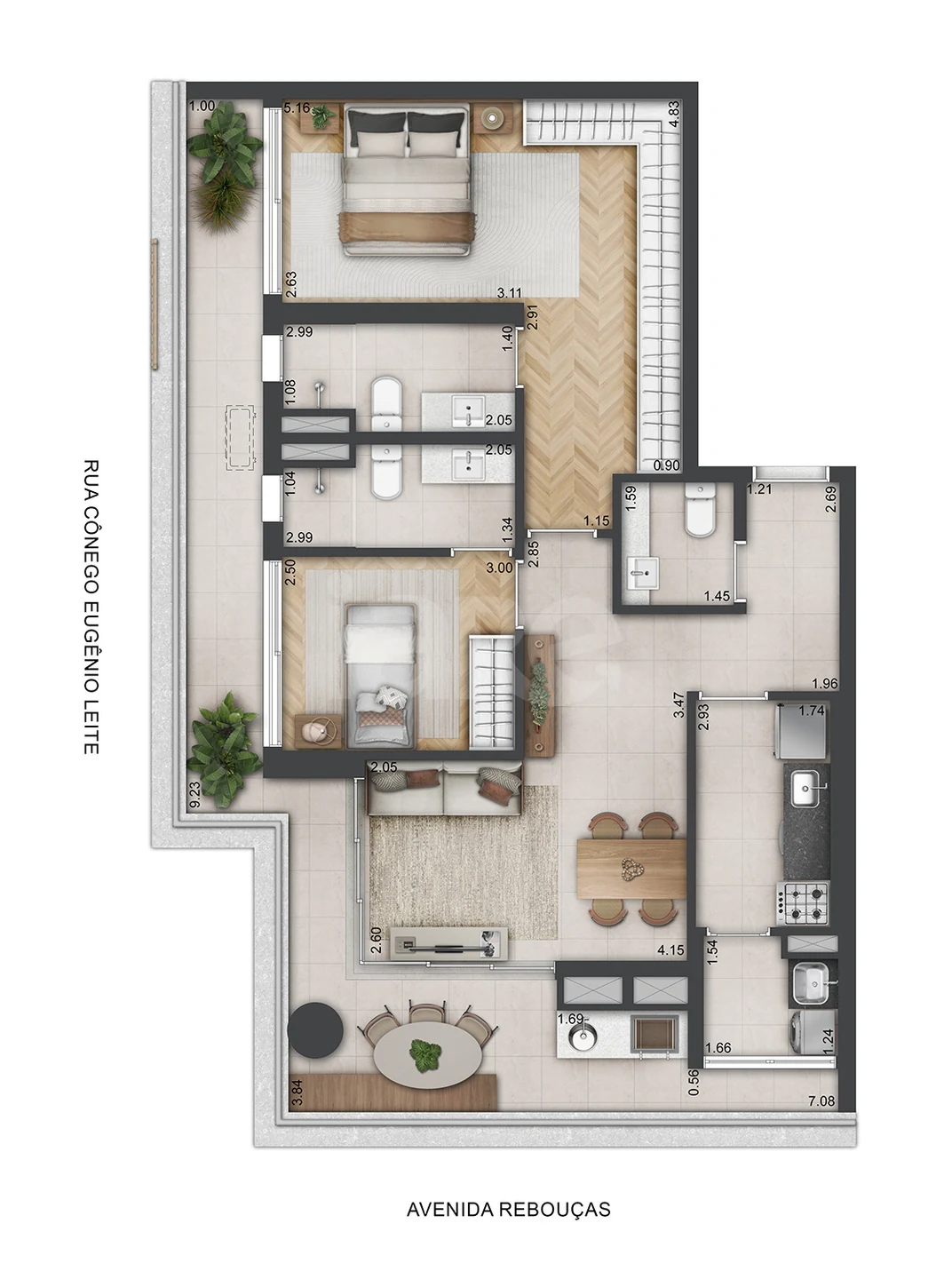 Planta — Apartamento 99,97 m²