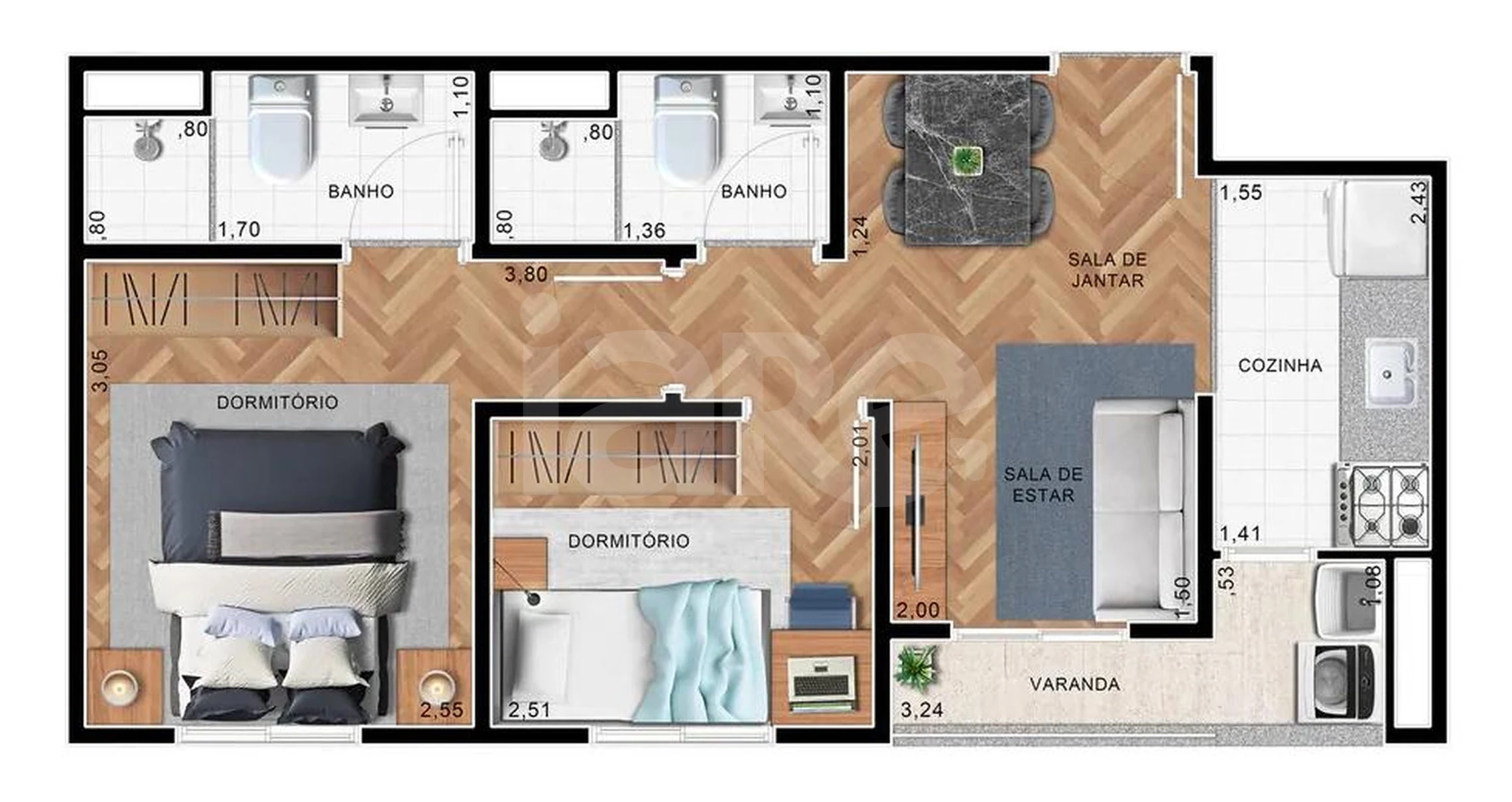 Planta — Apartamento 46,24 m²