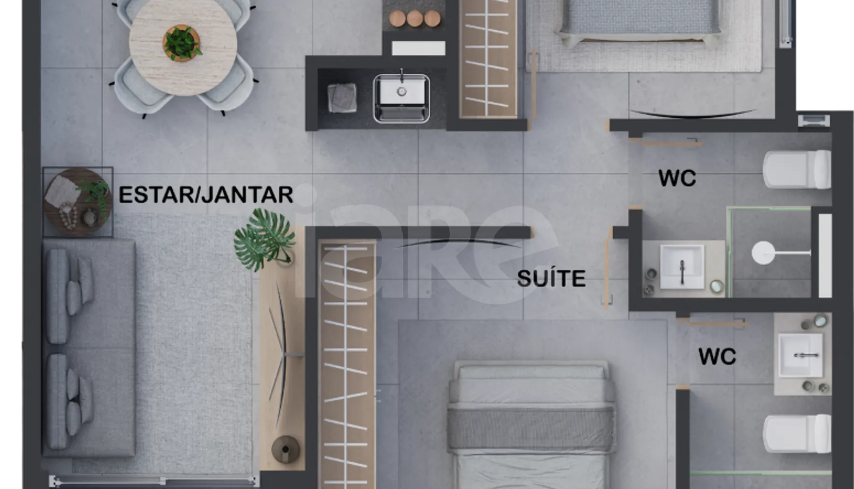 Planta — Apartamento 55,65 m²