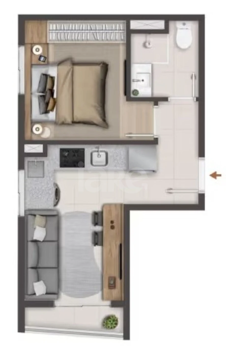 Planta — Apartamento 28,56 m²