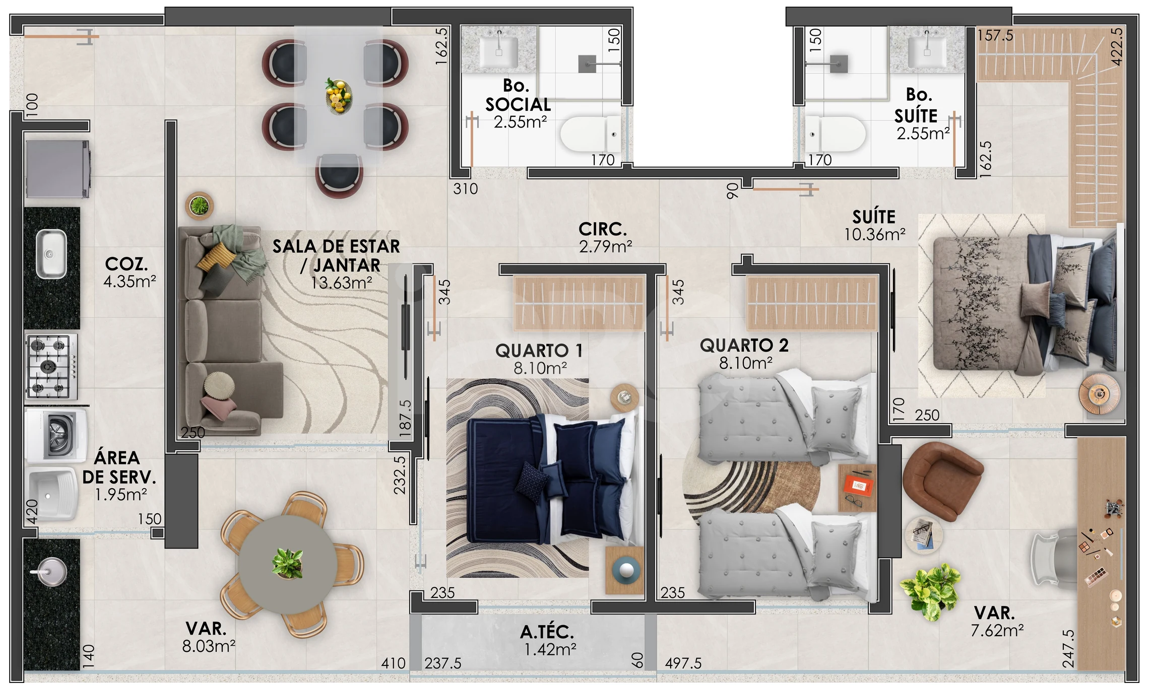 Planta — Apartamento 81,56 m²