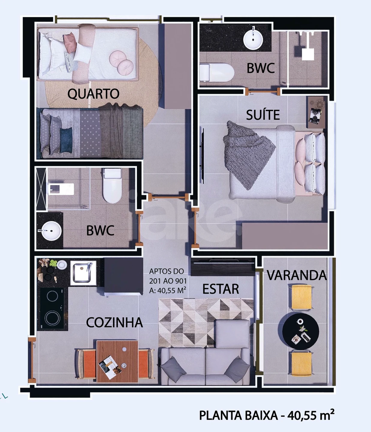 Planta — Apartamento 40,55 m²