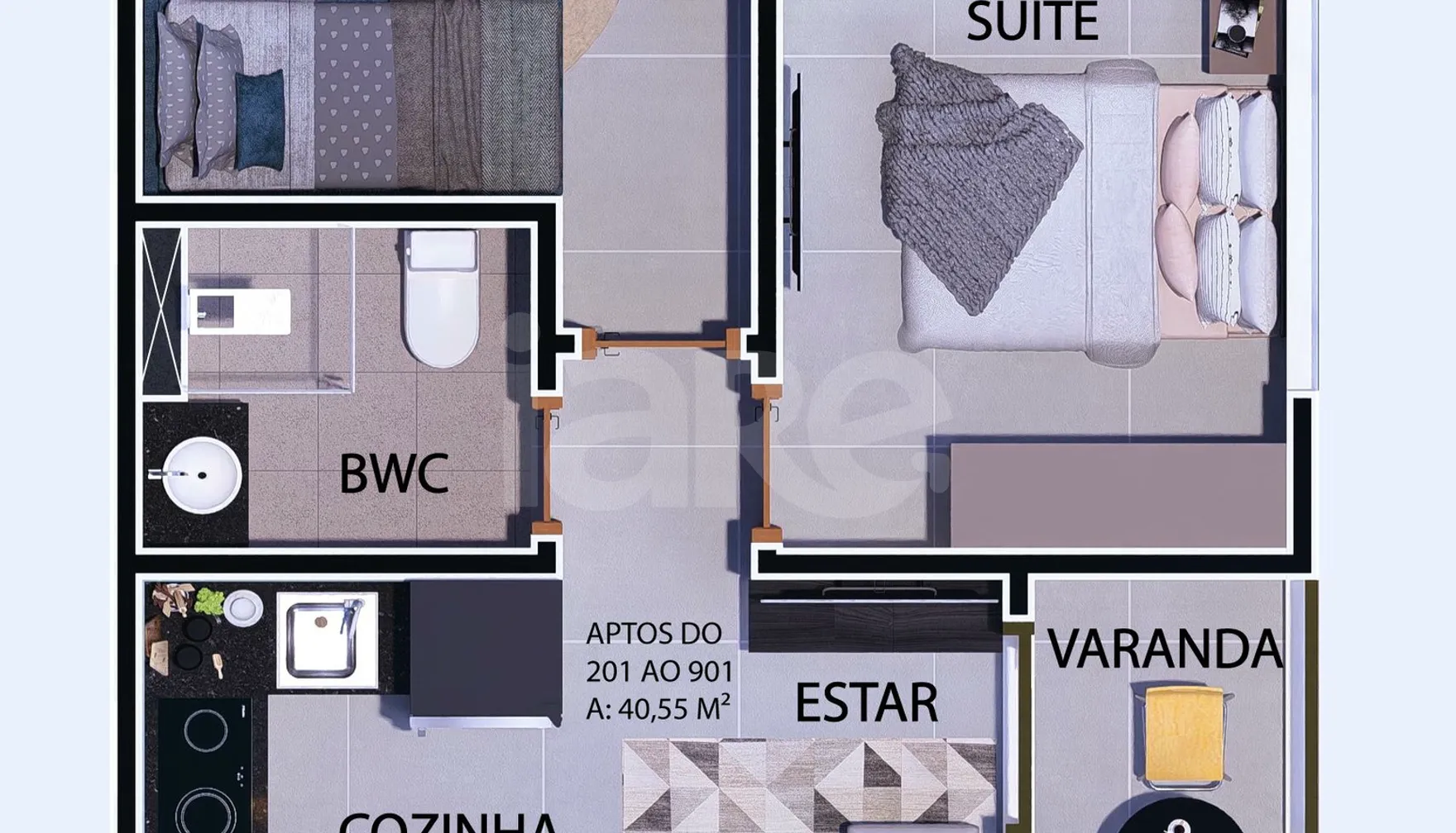 Planta — Apartamento 40,55 m²