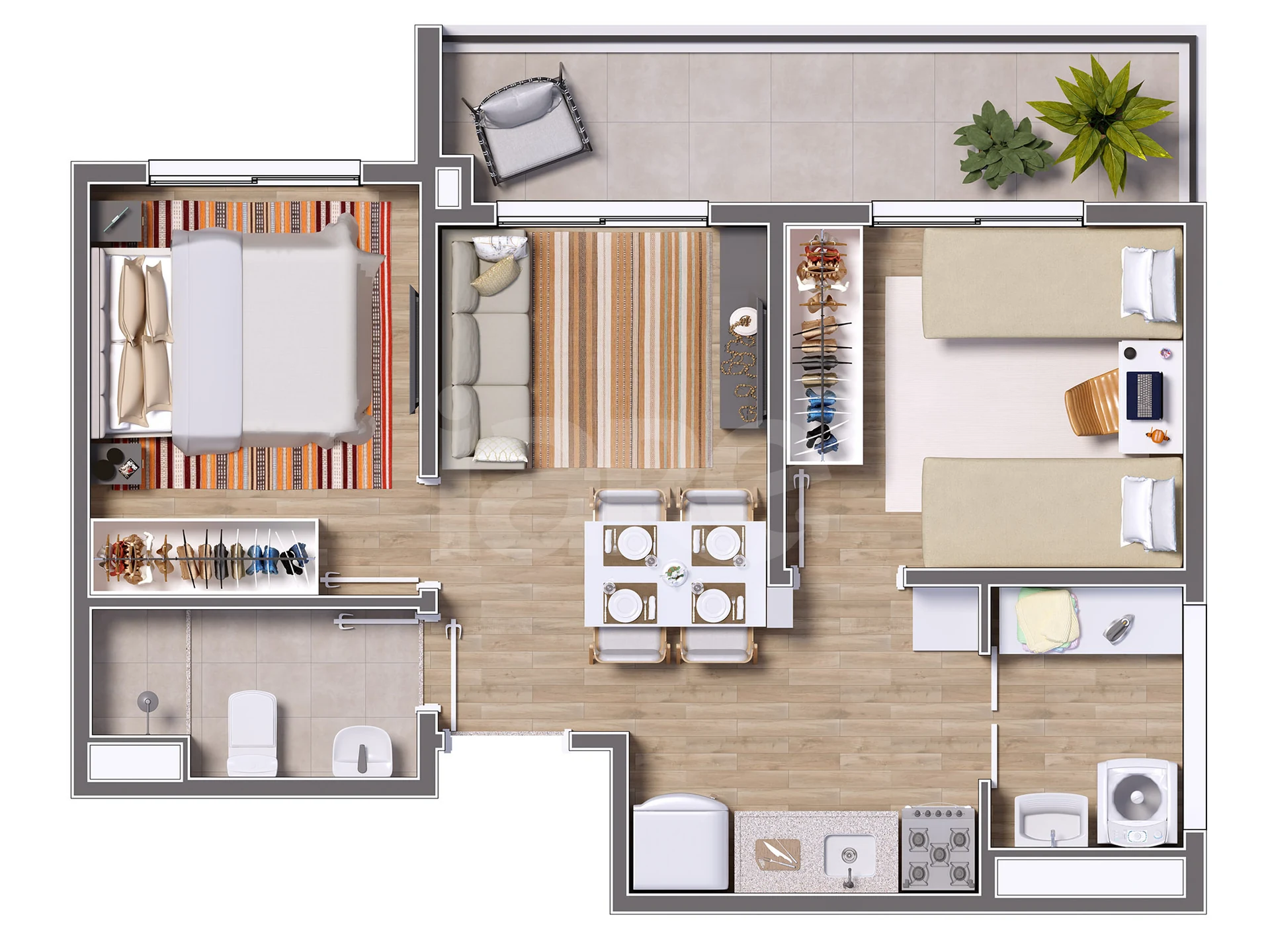 Planta — Apartamento 46,64 m²