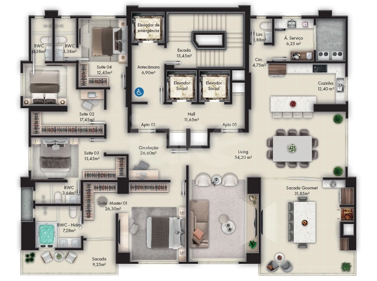 Planta — Apartamento 259 m²