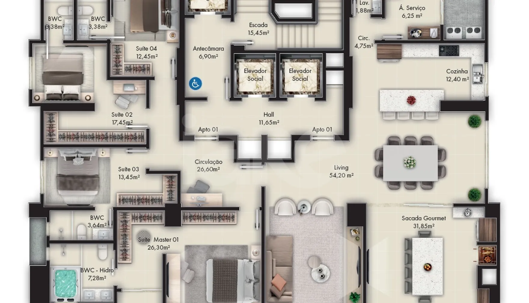 Planta — Apartamento 259 m²