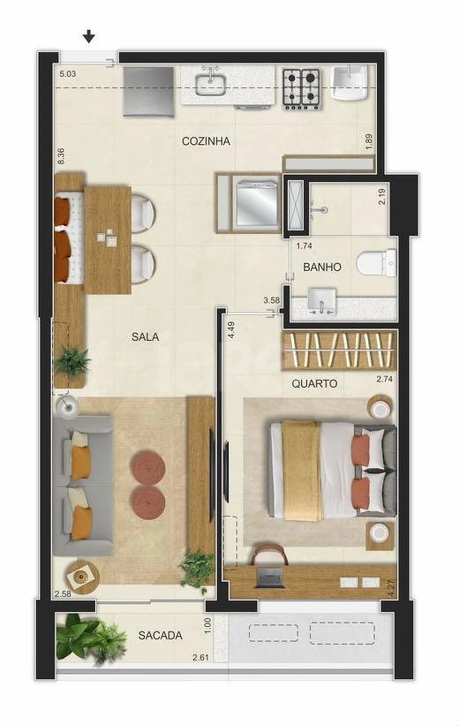 Planta — Apartamento 47,23 m²