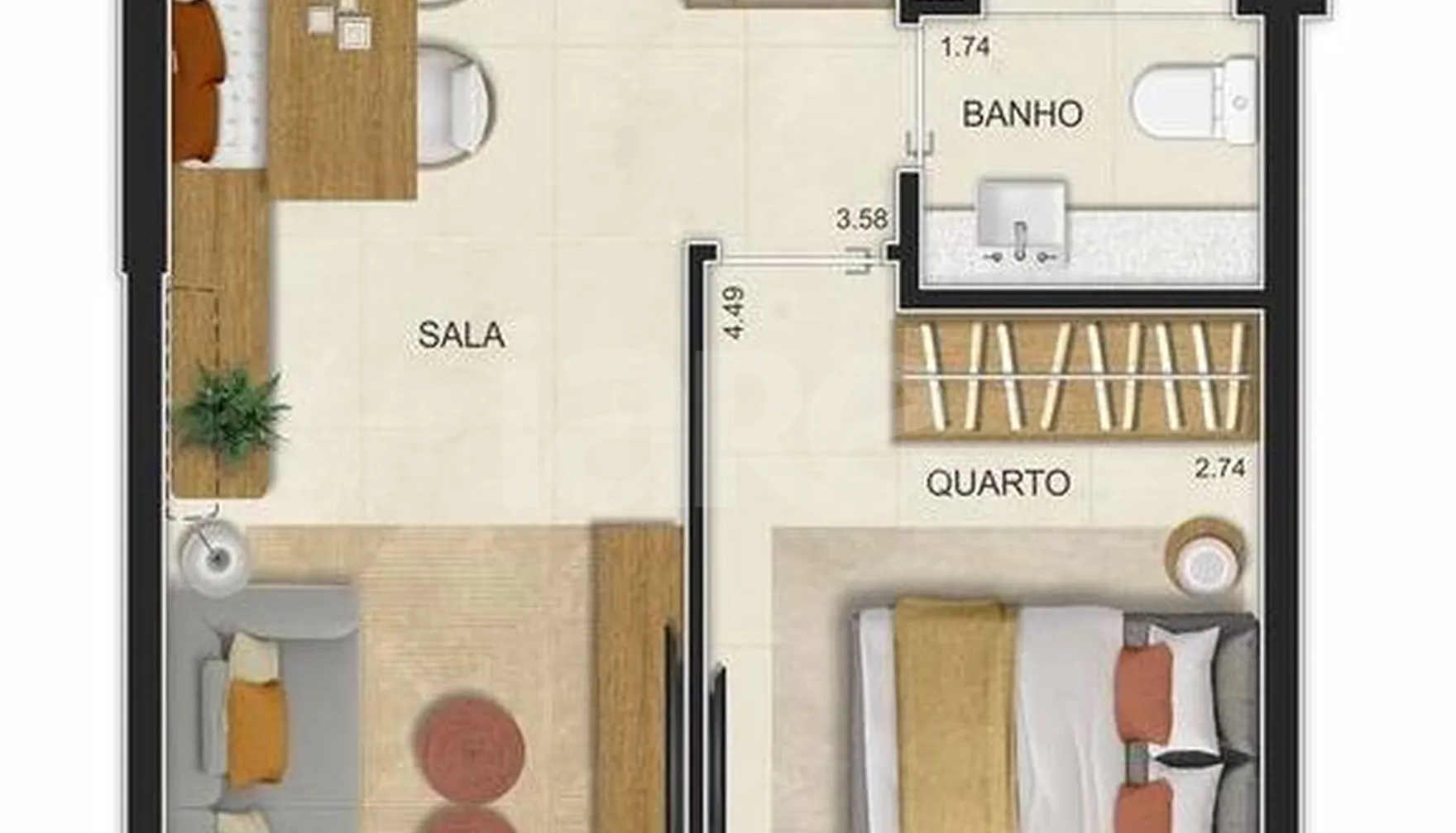 Planta — Apartamento 47,23 m²