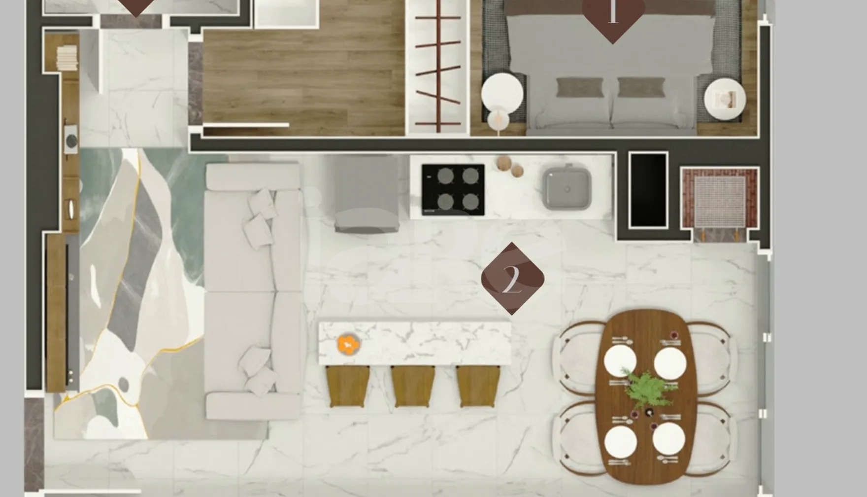 Planta — Apartamento 47,9 m²