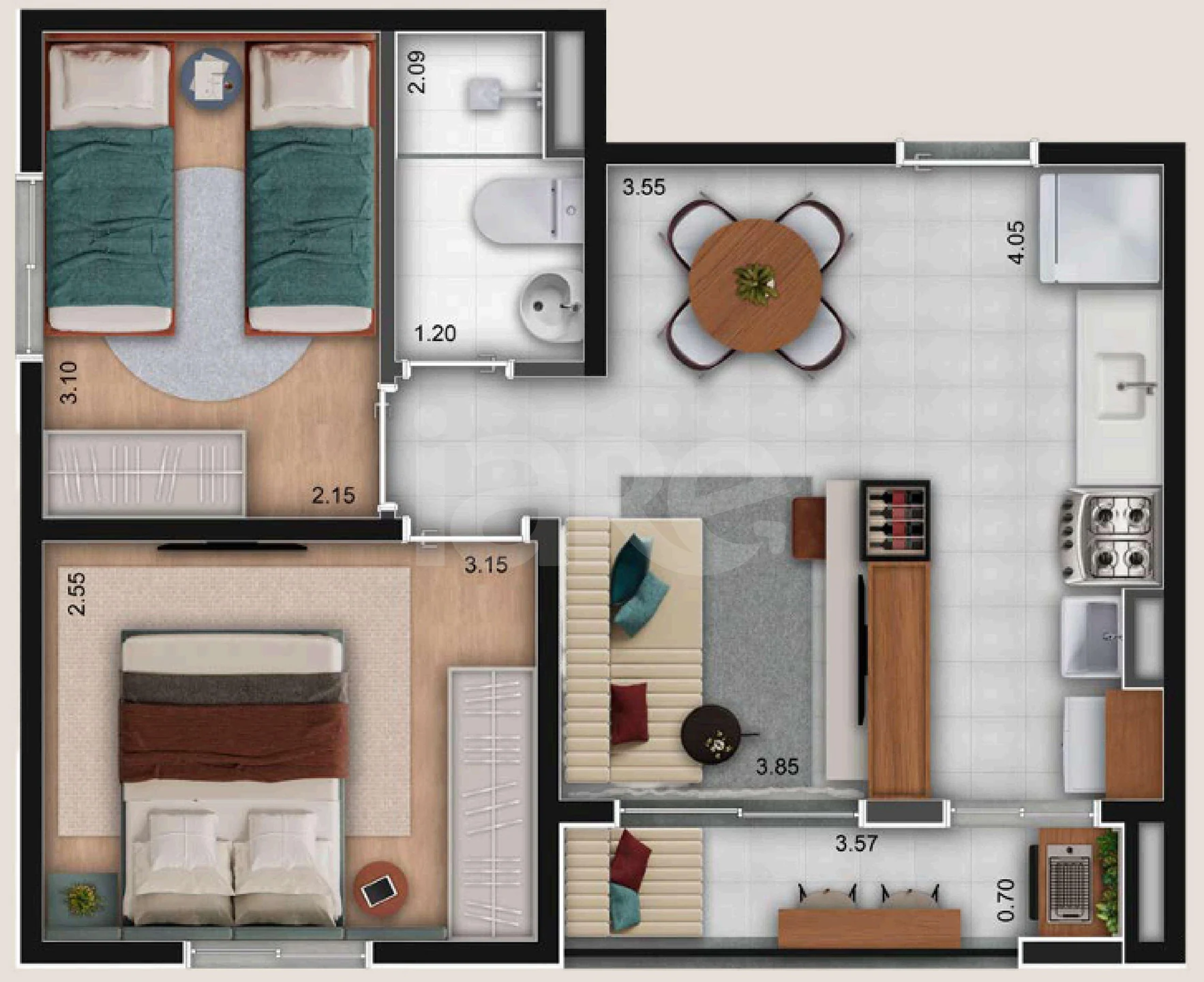 Planta — Apartamento 41,81 m²