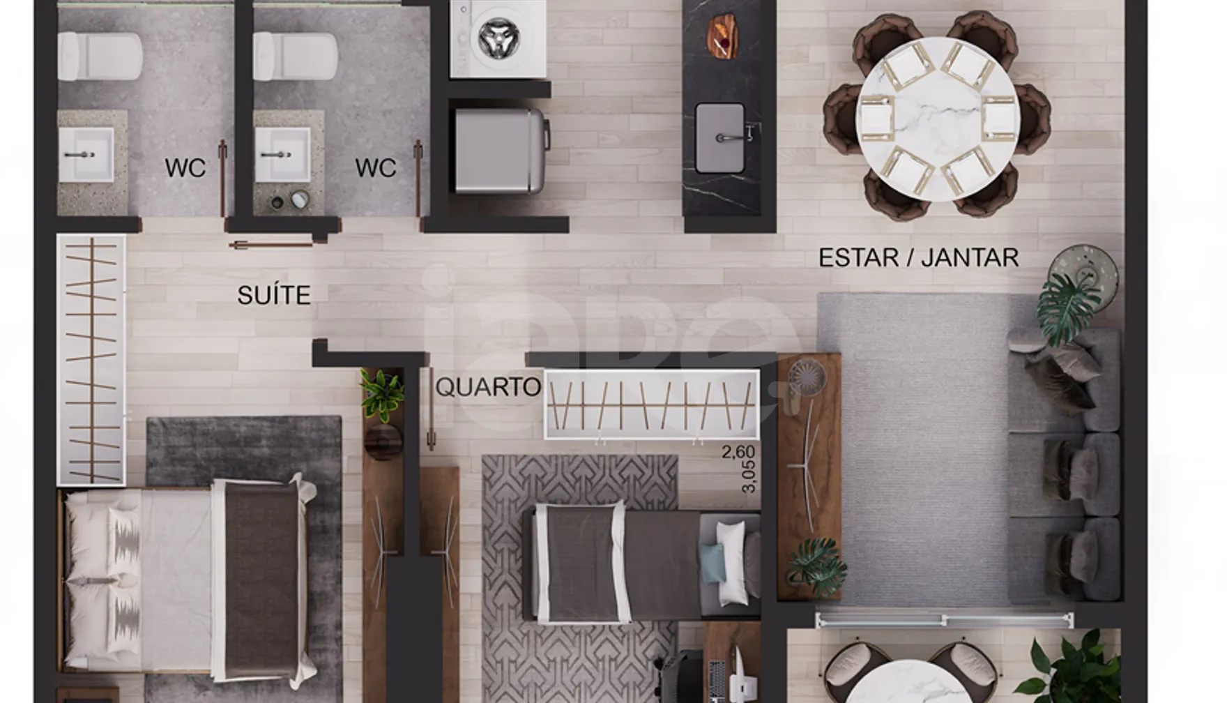 Planta — Apartamento 64,76 m²