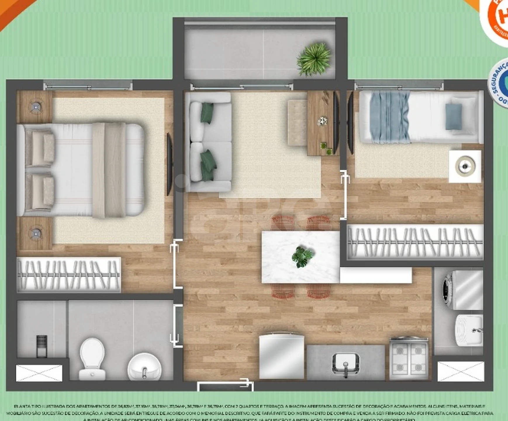 Planta — Apartamento 36,71 m²