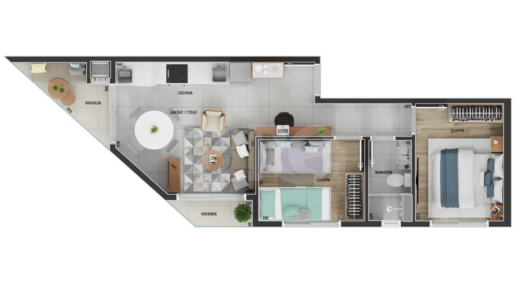 Planta — Apartamento 46,93 m²