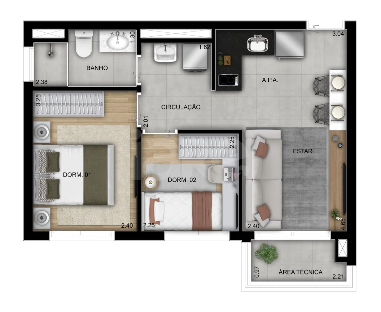 Planta — Apartamento 40 m²