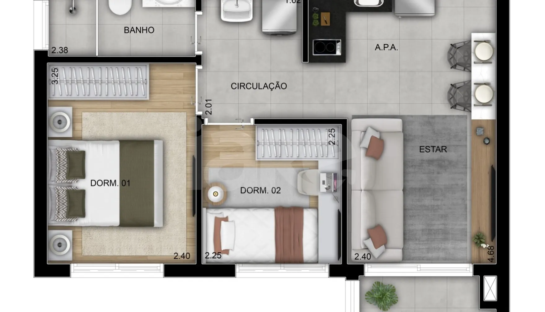 Planta — Apartamento 40 m²