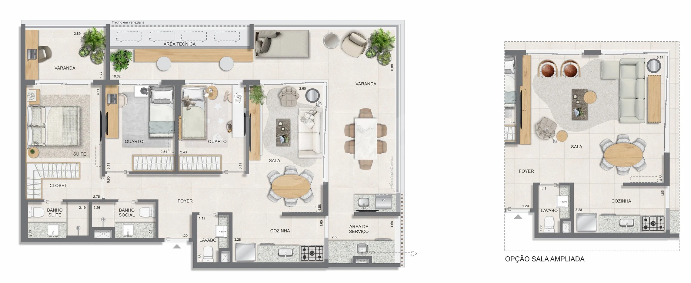Planta — Apartamento 114,21 m²