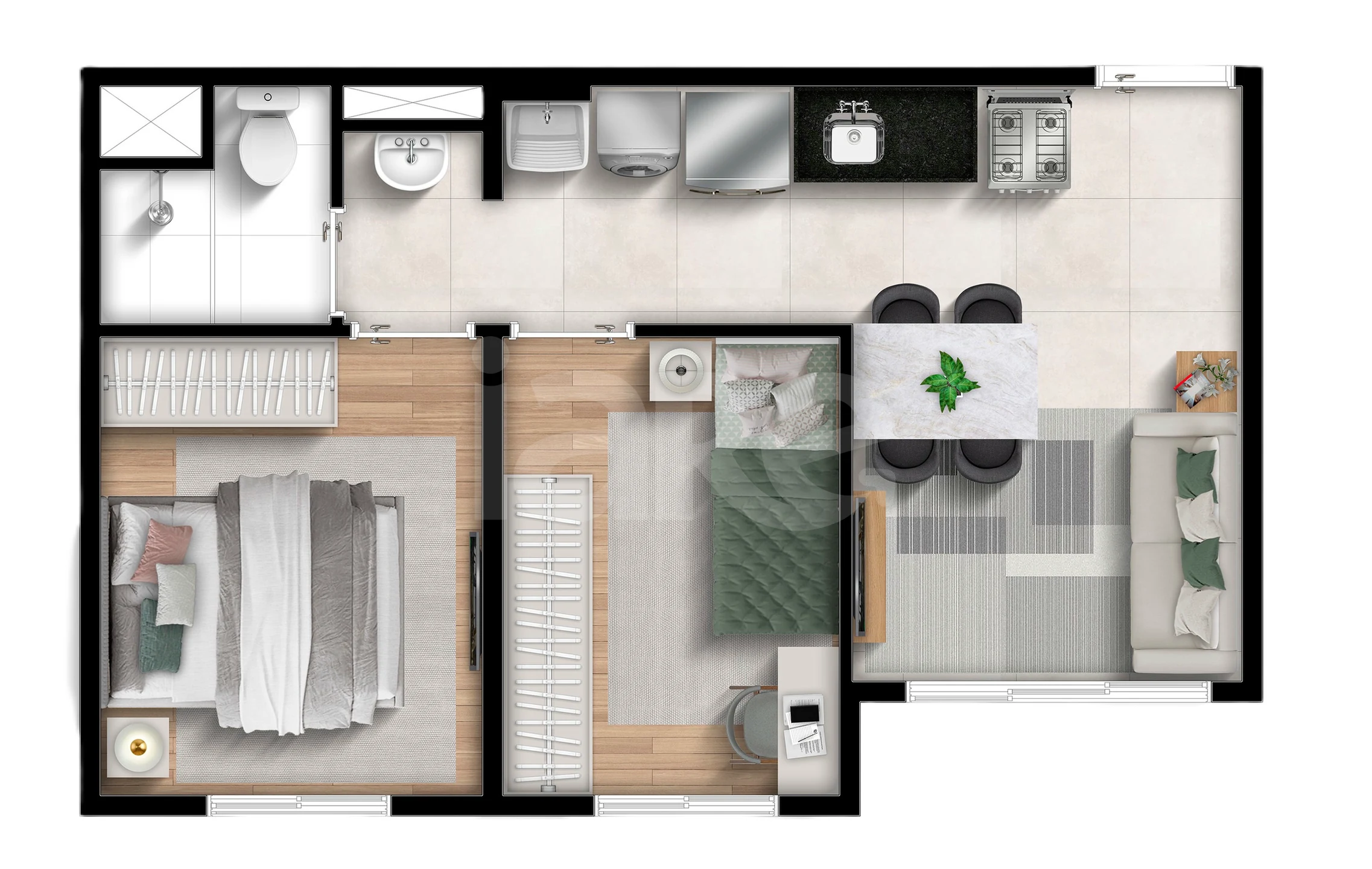 Planta — Apartamento 35,63 m²