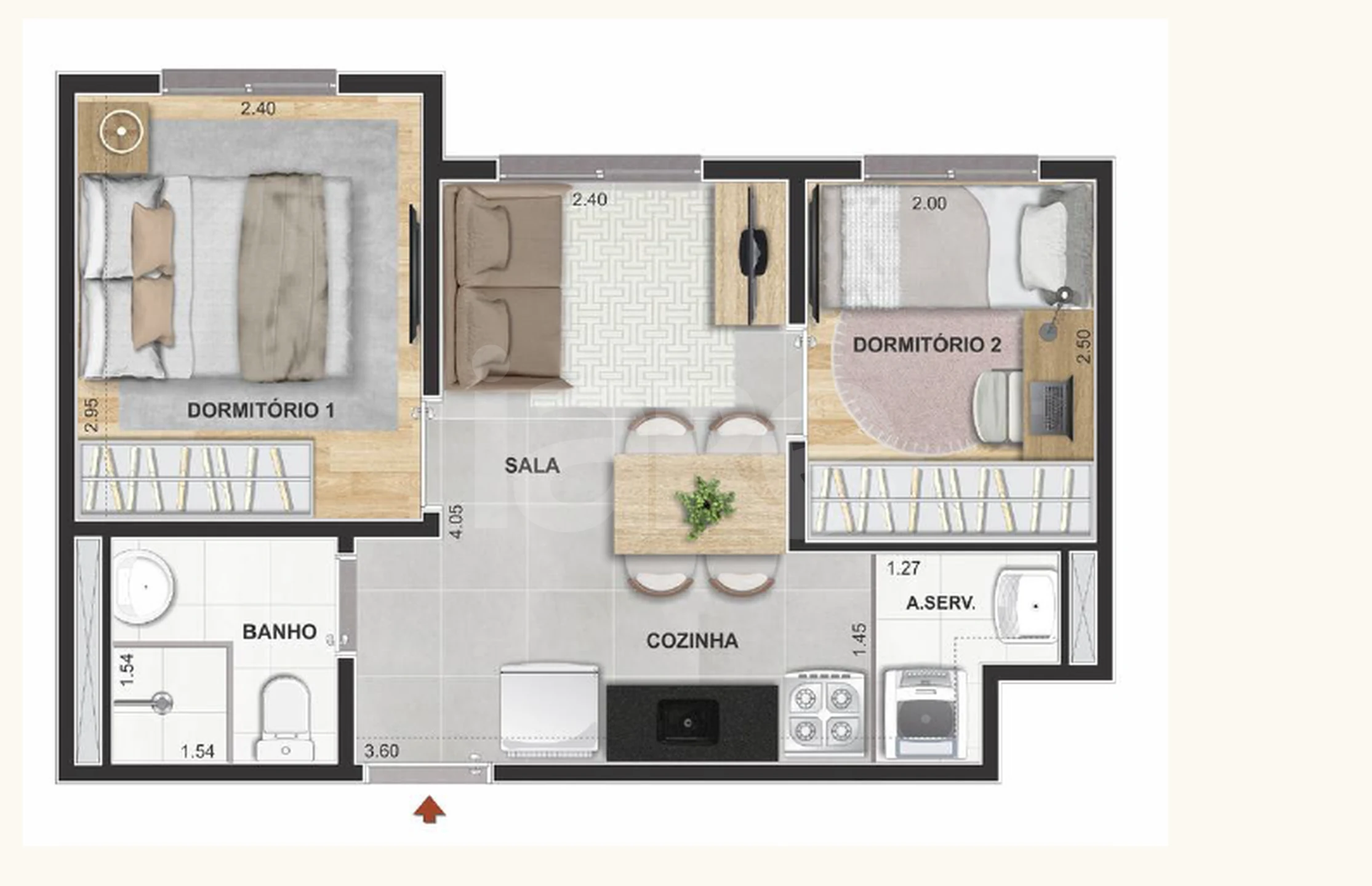 Planta — Apartamento 32 m²