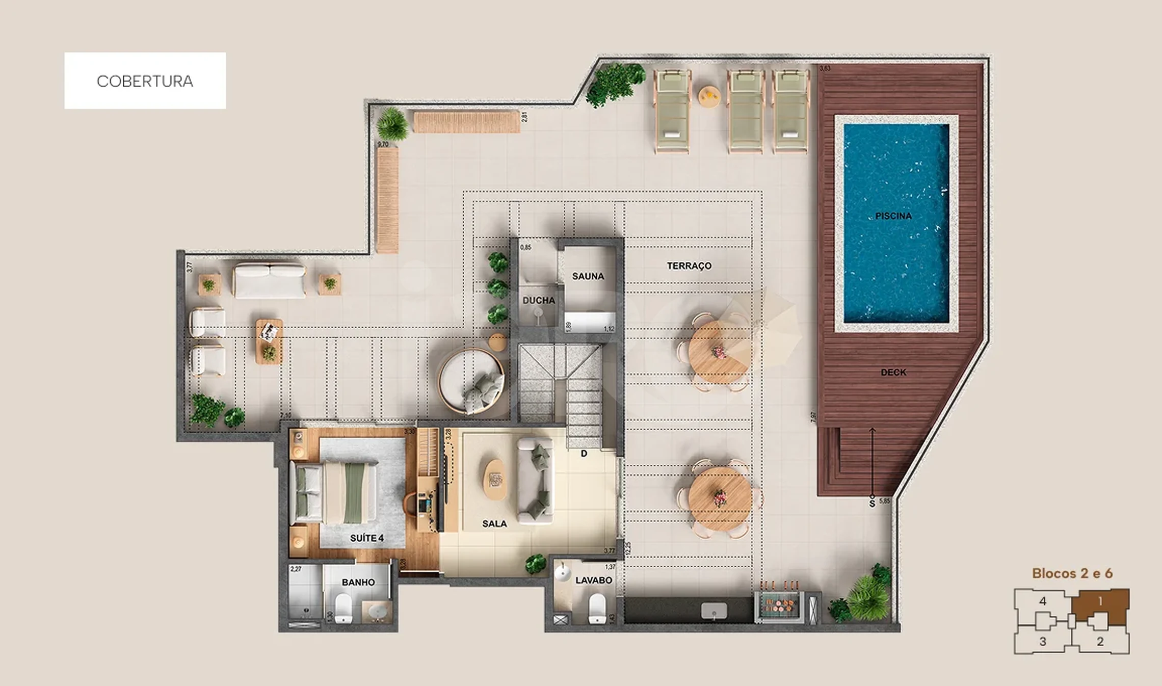 Planta — Cobertura Duplex 351 m²