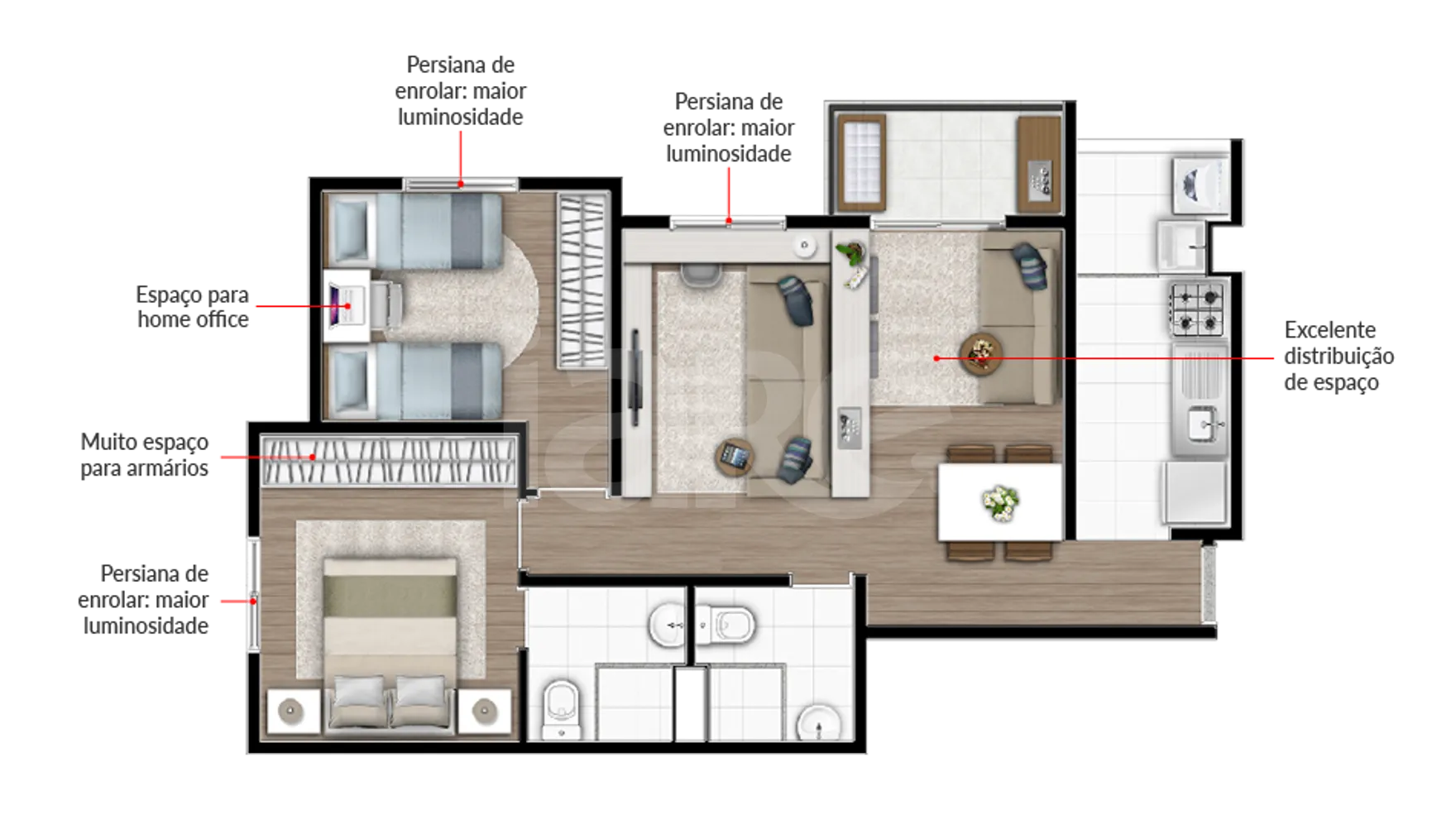 Planta — Apartamento 57,32 m²