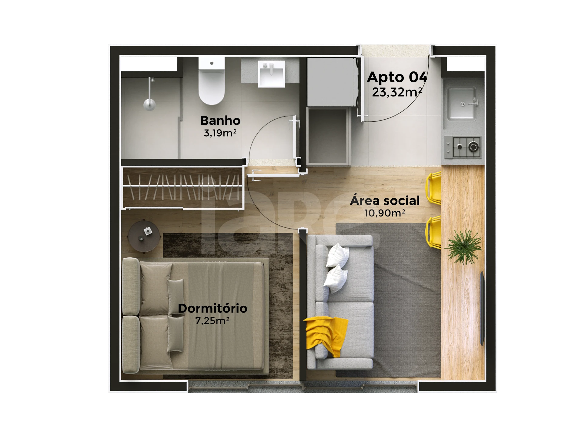 Planta — Apartamento 24,24 m²