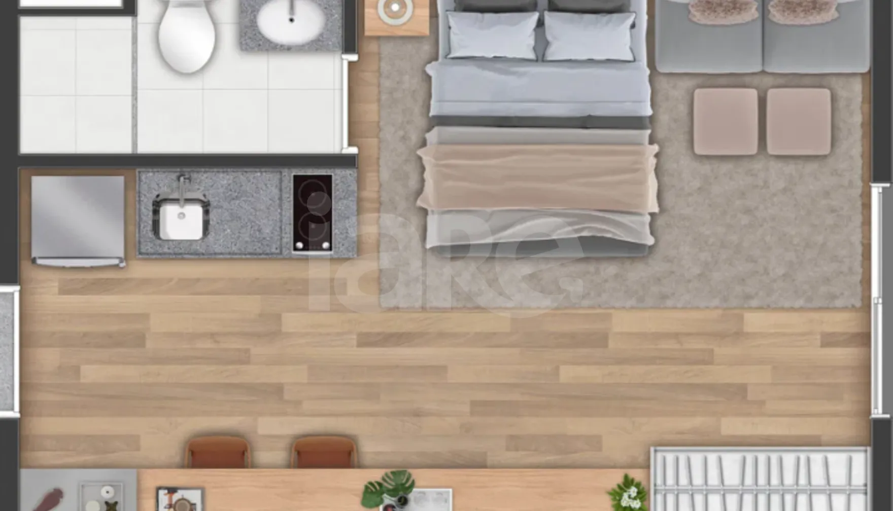 Planta — Studio 24 m²
