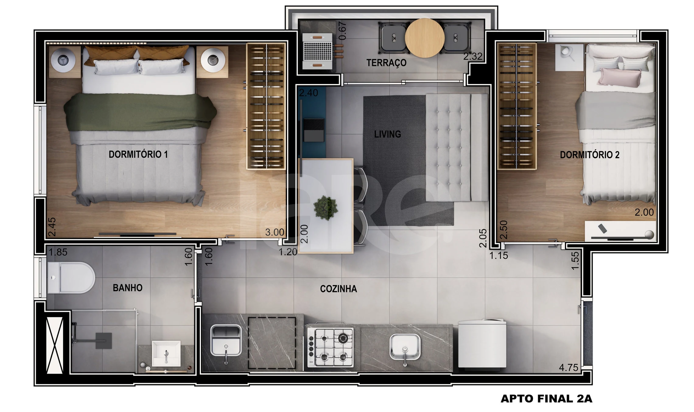 Planta — Apartamento 33,84 m²