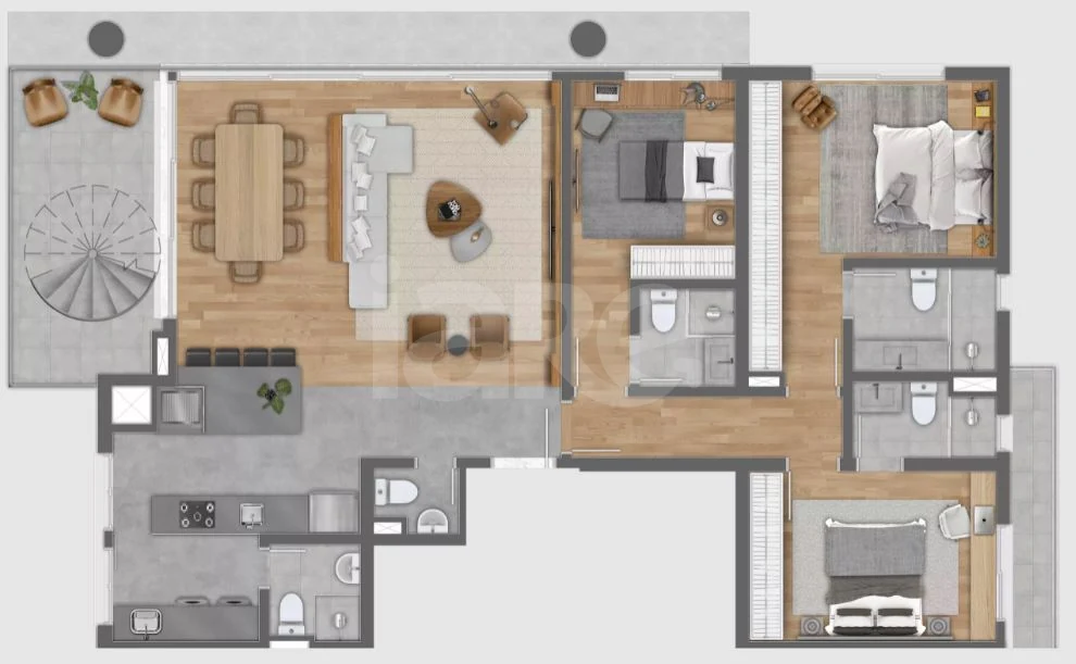 Planta — Cobertura Duplex 209,11 m² · 1º pavimento