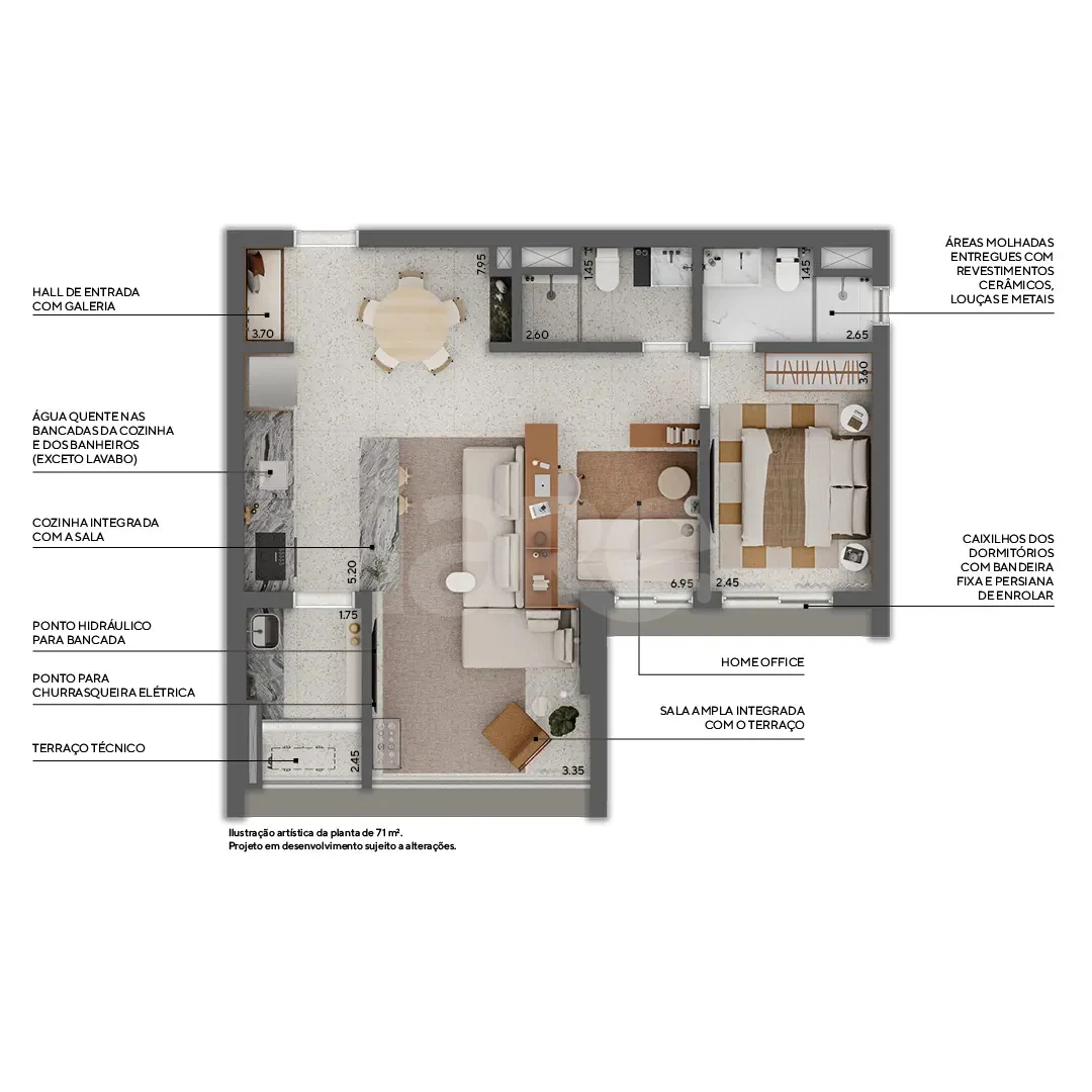 Planta — Apartamento 99,01 m²