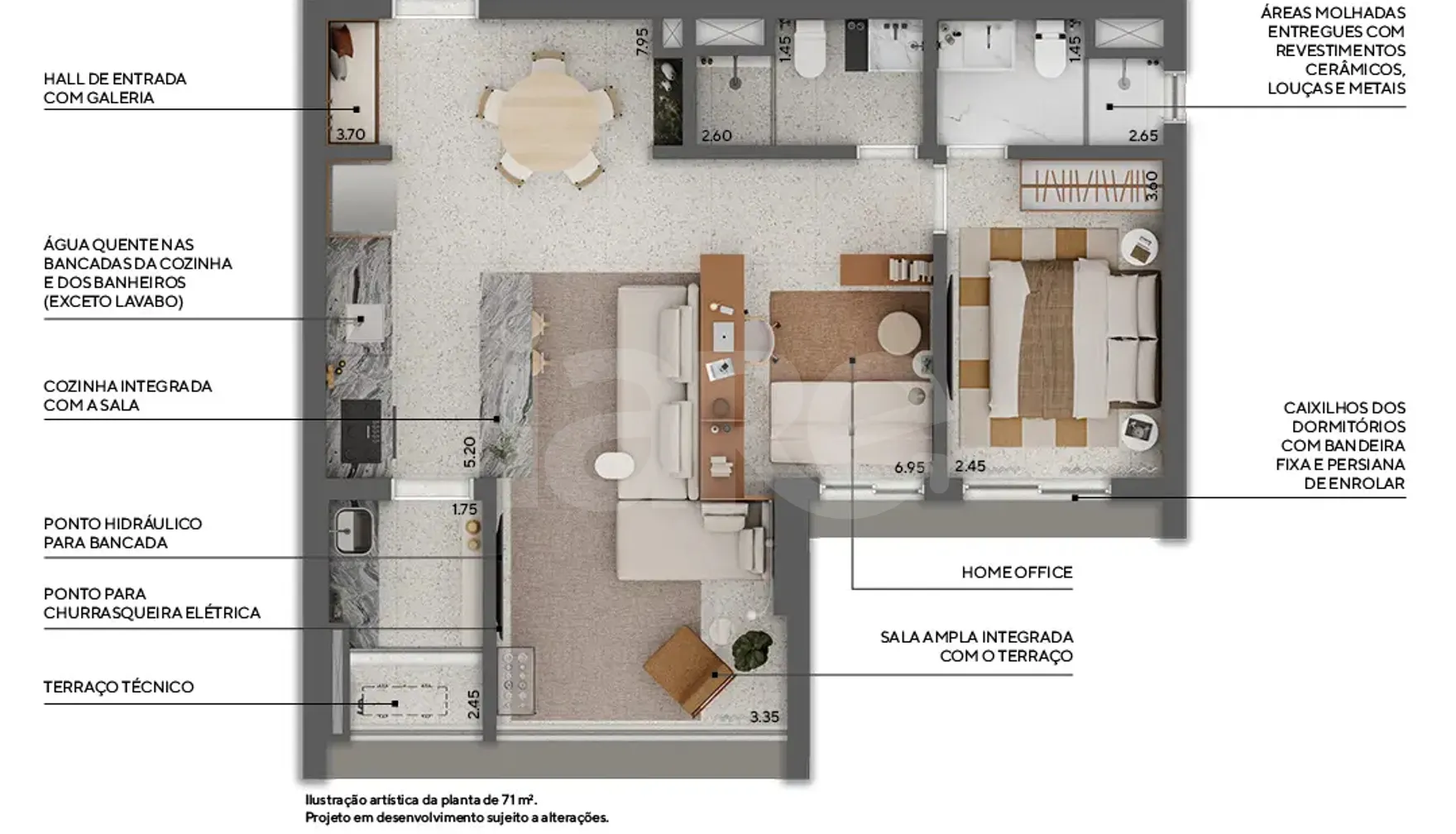 Planta — Apartamento 99,01 m²