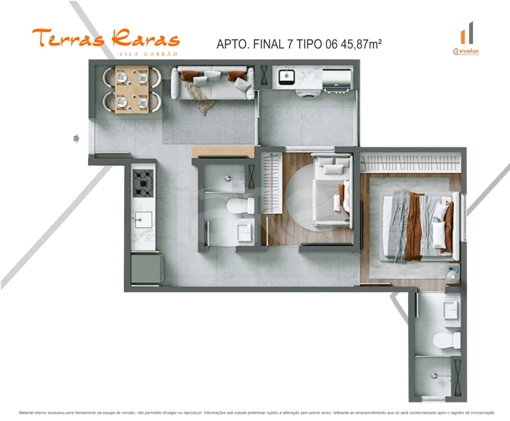 Planta — Apartamento 45,87 m²
