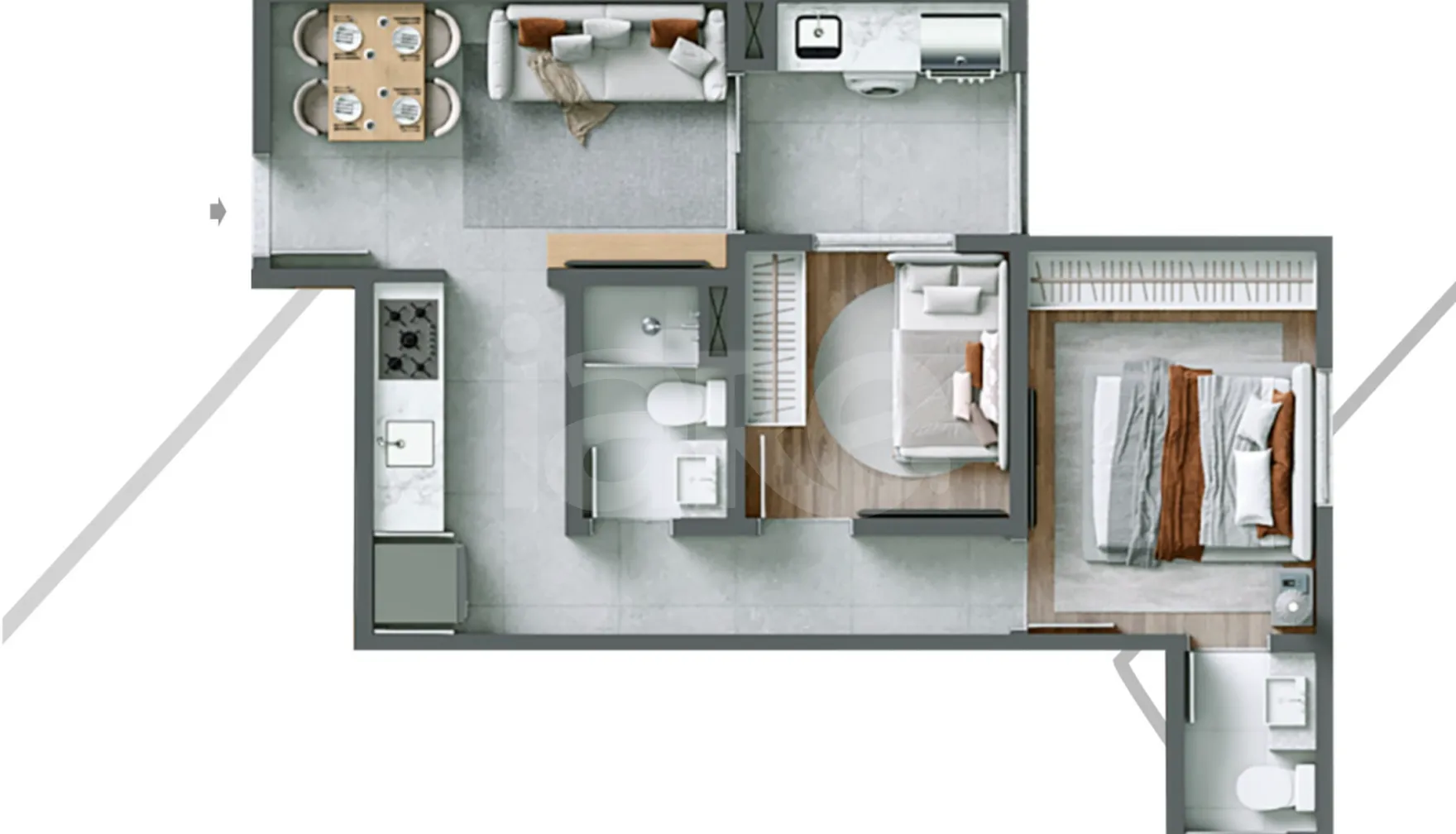 Planta — Apartamento 45,87 m²