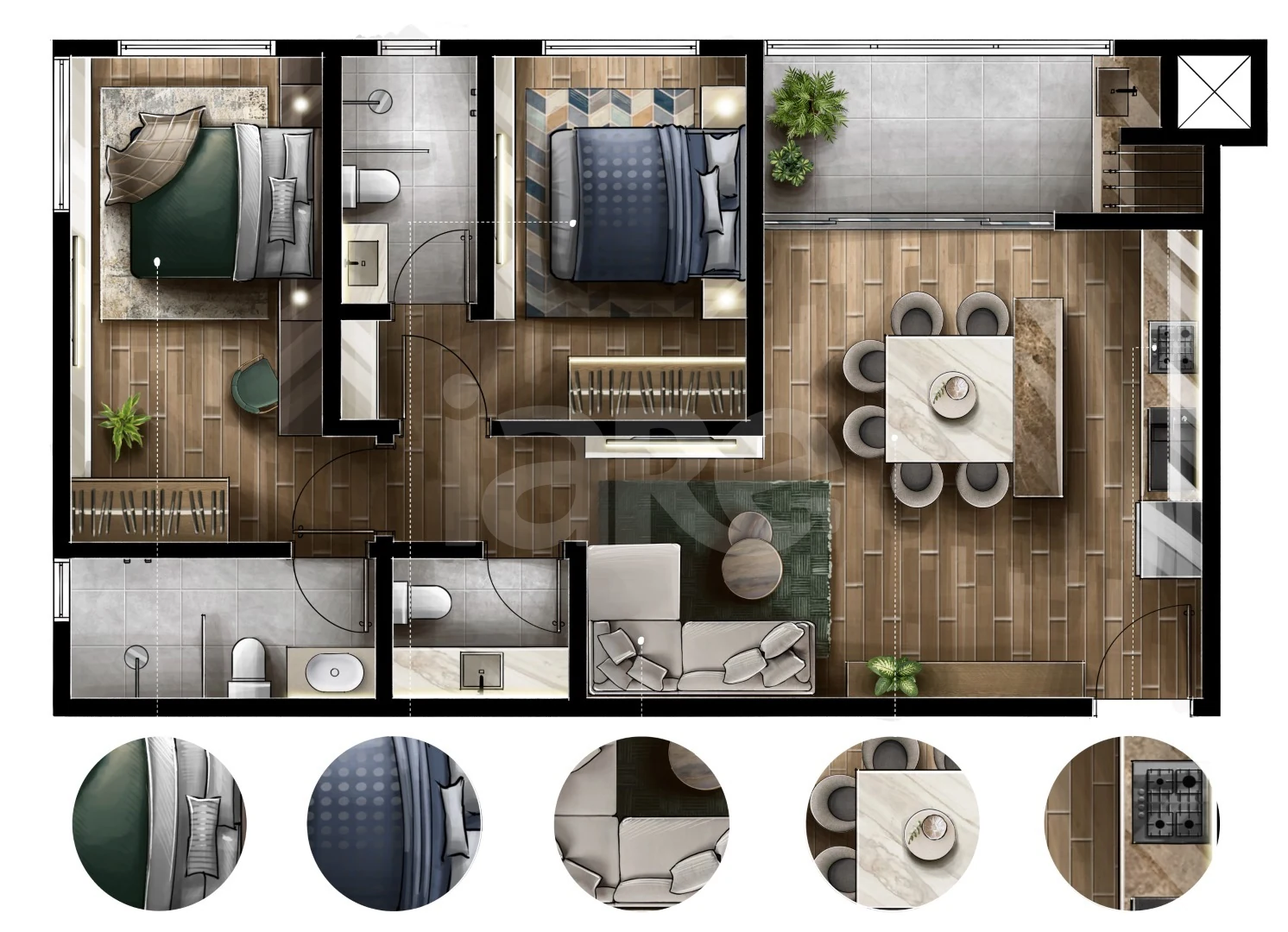 Planta — Apartamento 68,8 m²
