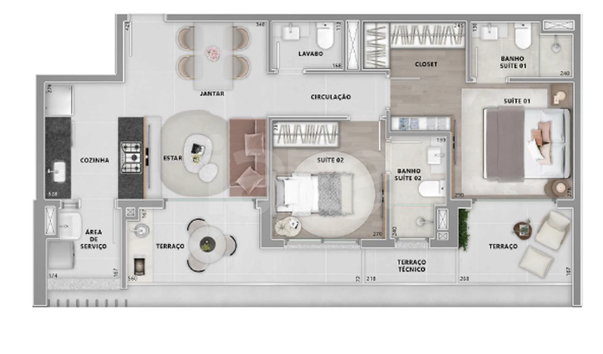 Planta — Apartamento 81,34 m²