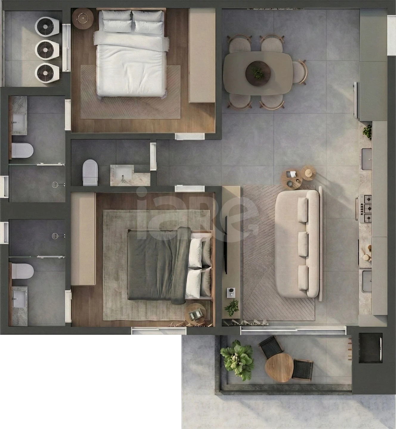 Planta — Apartamento 72,96 m²