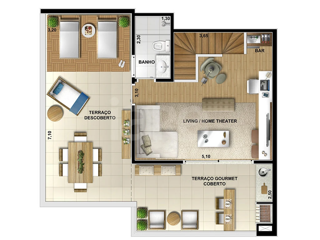 Planta — Cobertura Duplex 152,69 m²