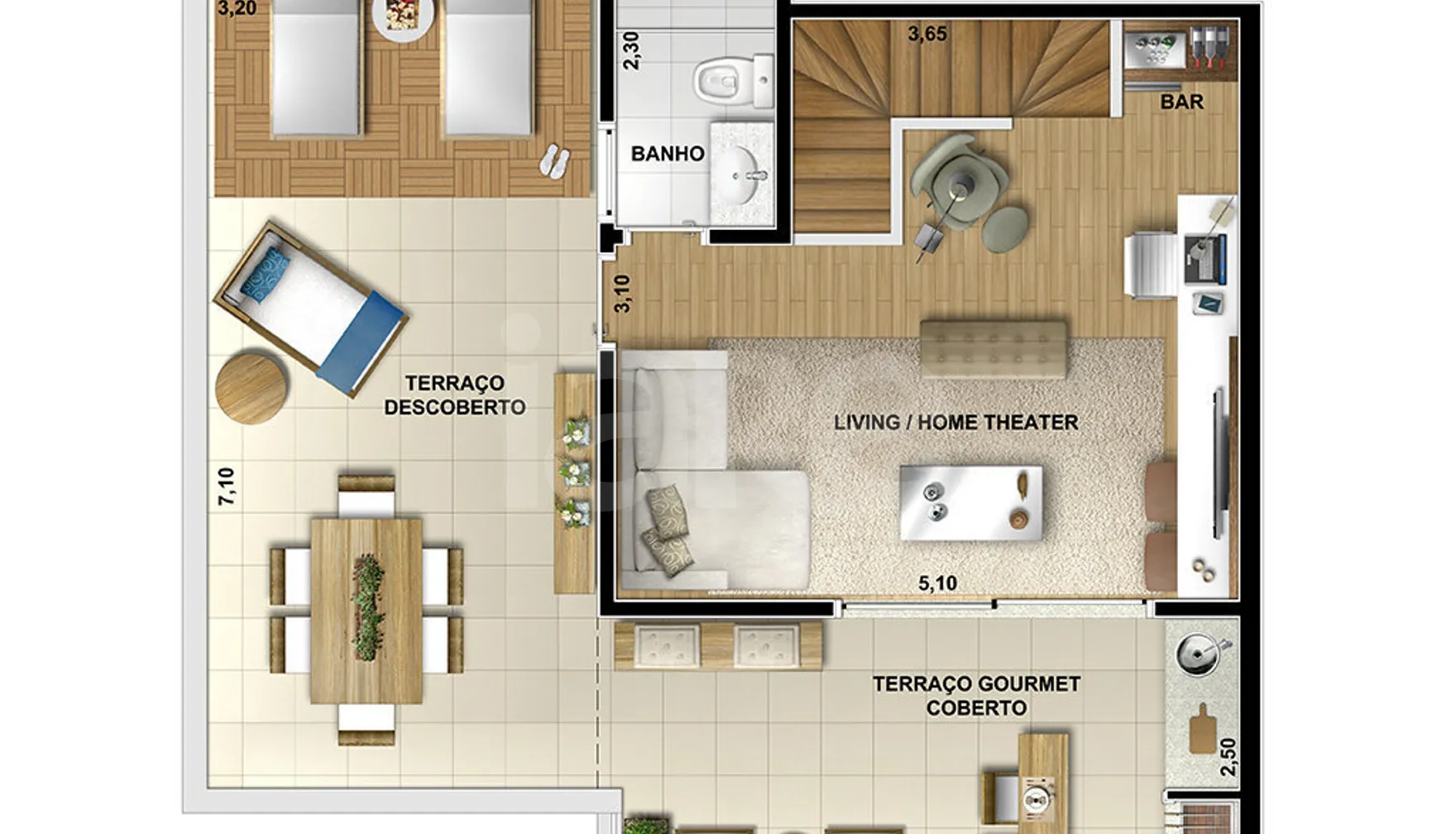 Planta — Cobertura Duplex 152,69 m²