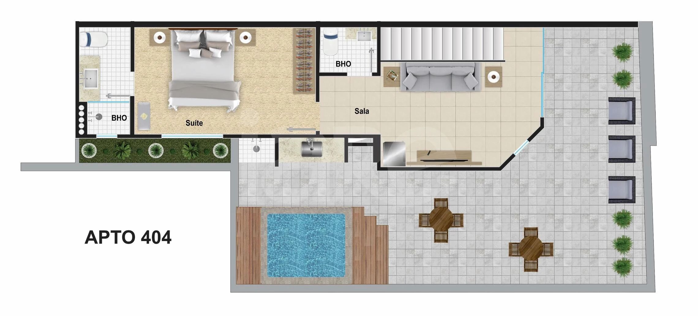 Planta — Cobertura Duplex 166 m²