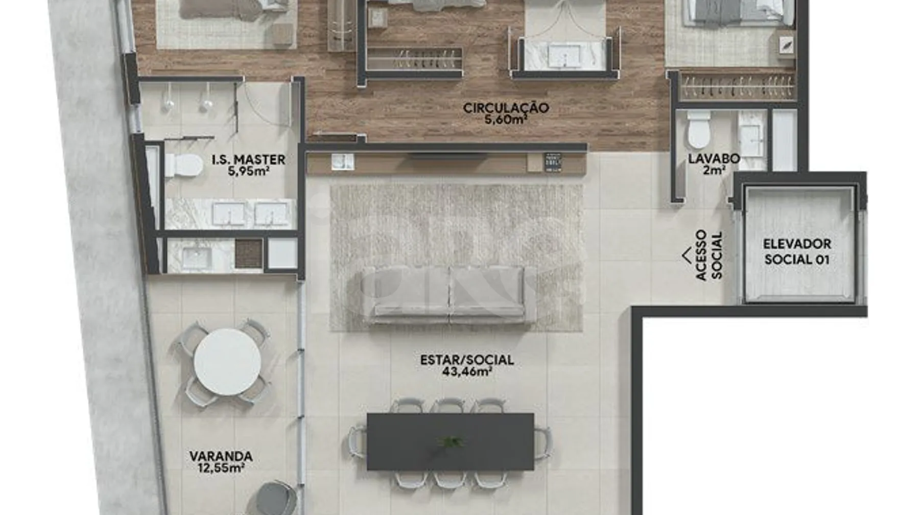 Planta — Apartamento 140,97 m²