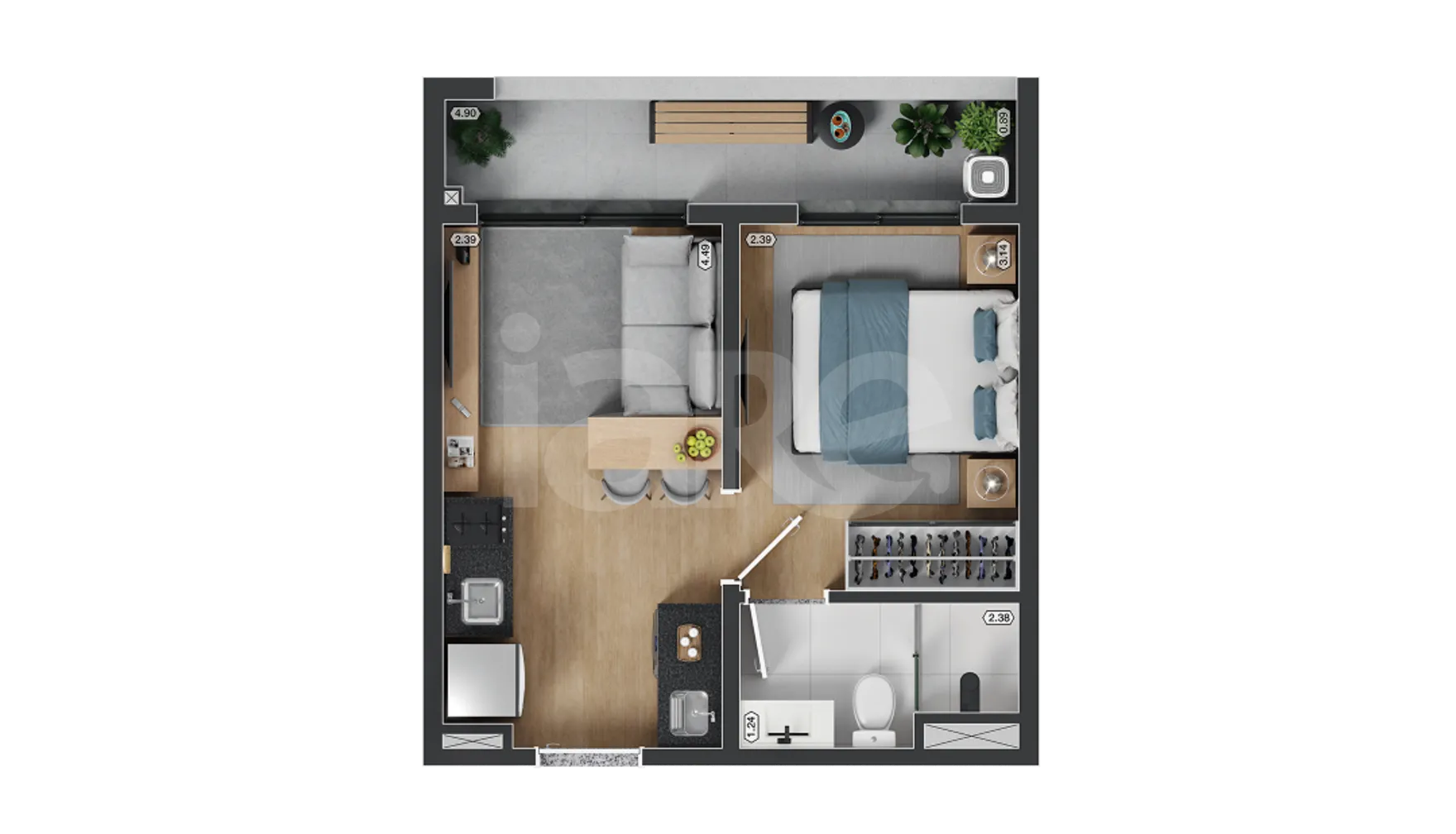 Planta — Apartamento 30,18 m²