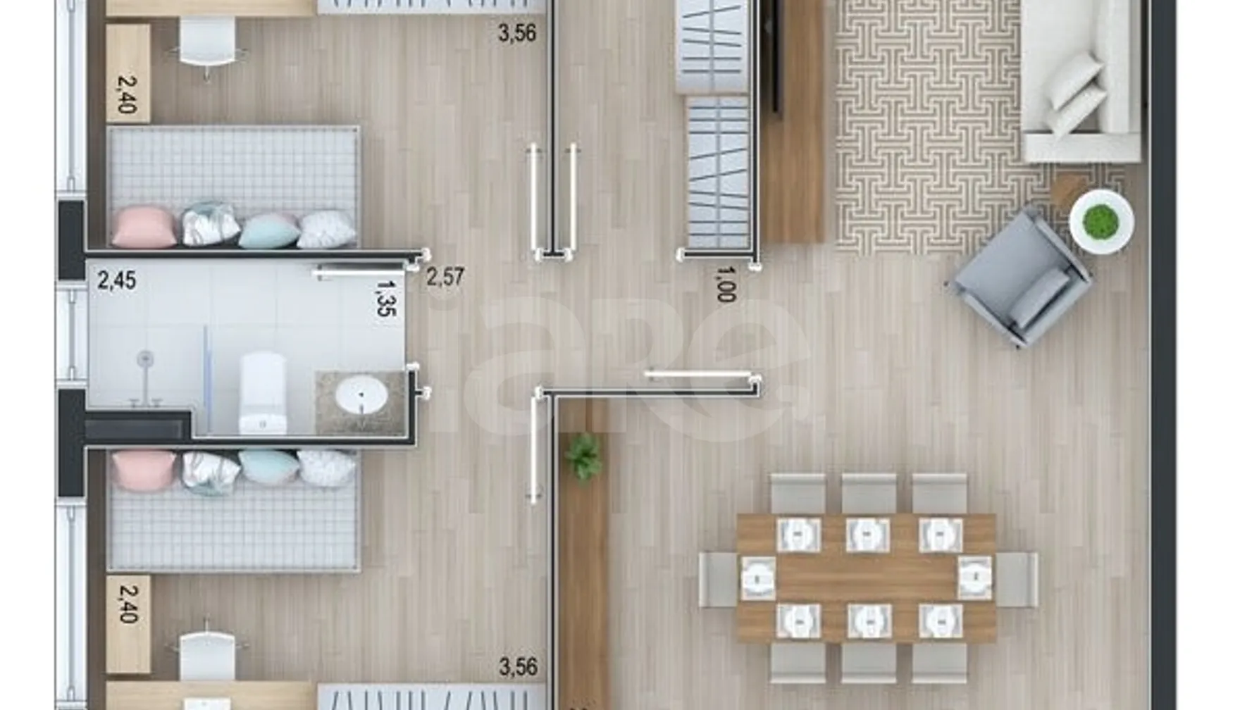 Planta — Apartamento 125,22 m²