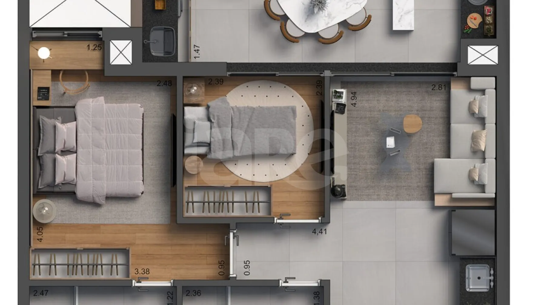 Planta — Apartamento 59,78 m²