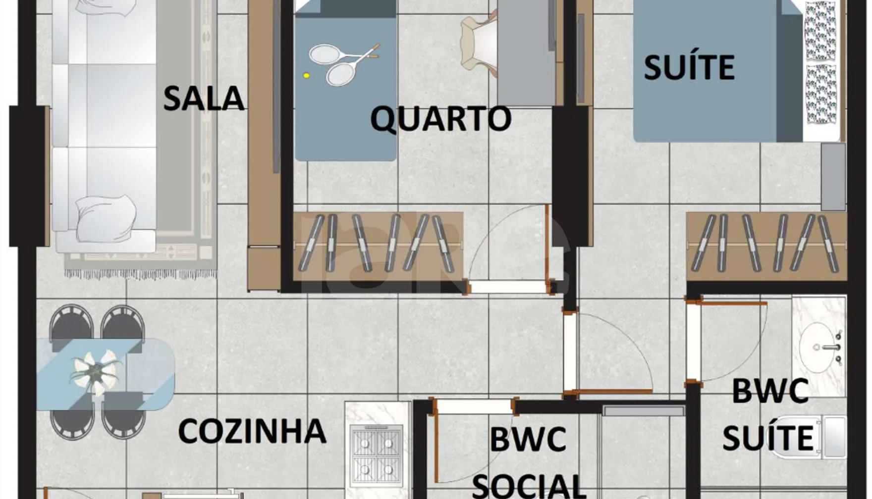 Planta — Apartamento 46,49 m²