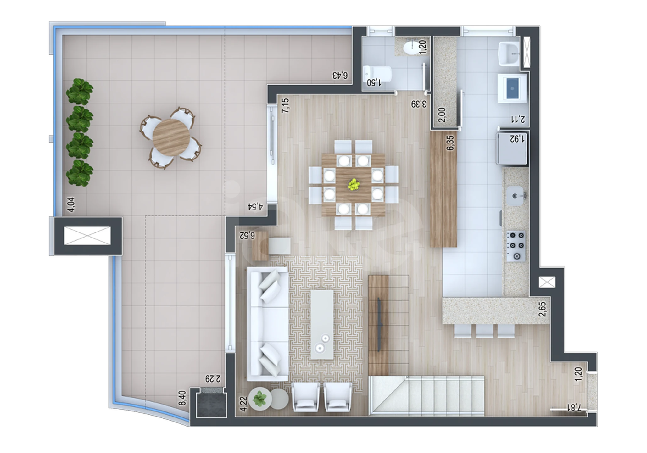 Planta — Cobertura Duplex 158,02 m²