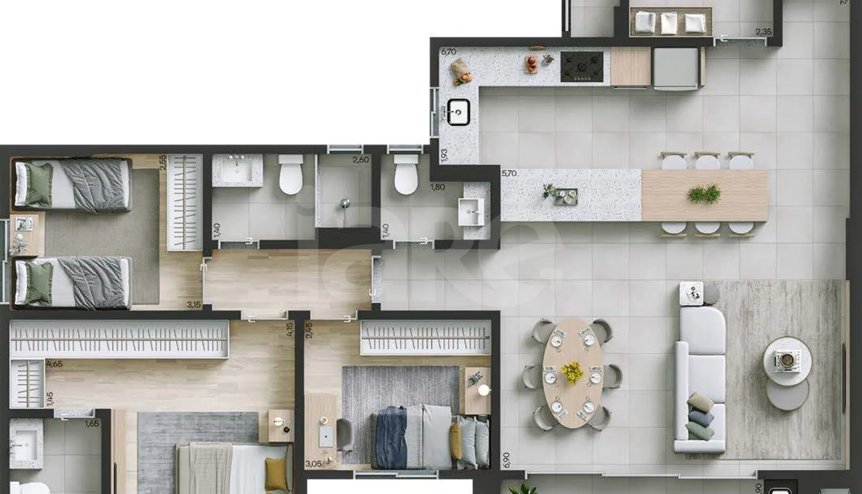 Planta — Apartamento 117,74 m²