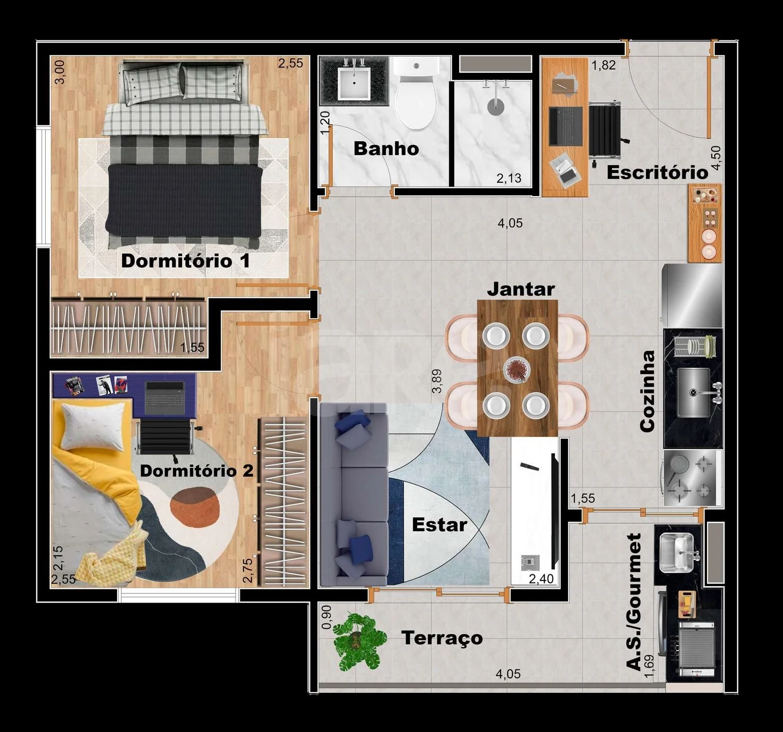 Planta — Apartamento 42,07 m²