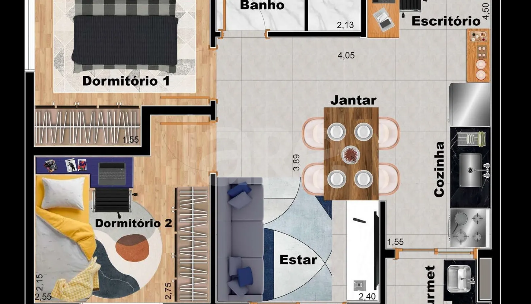 Planta — Apartamento 42,07 m²