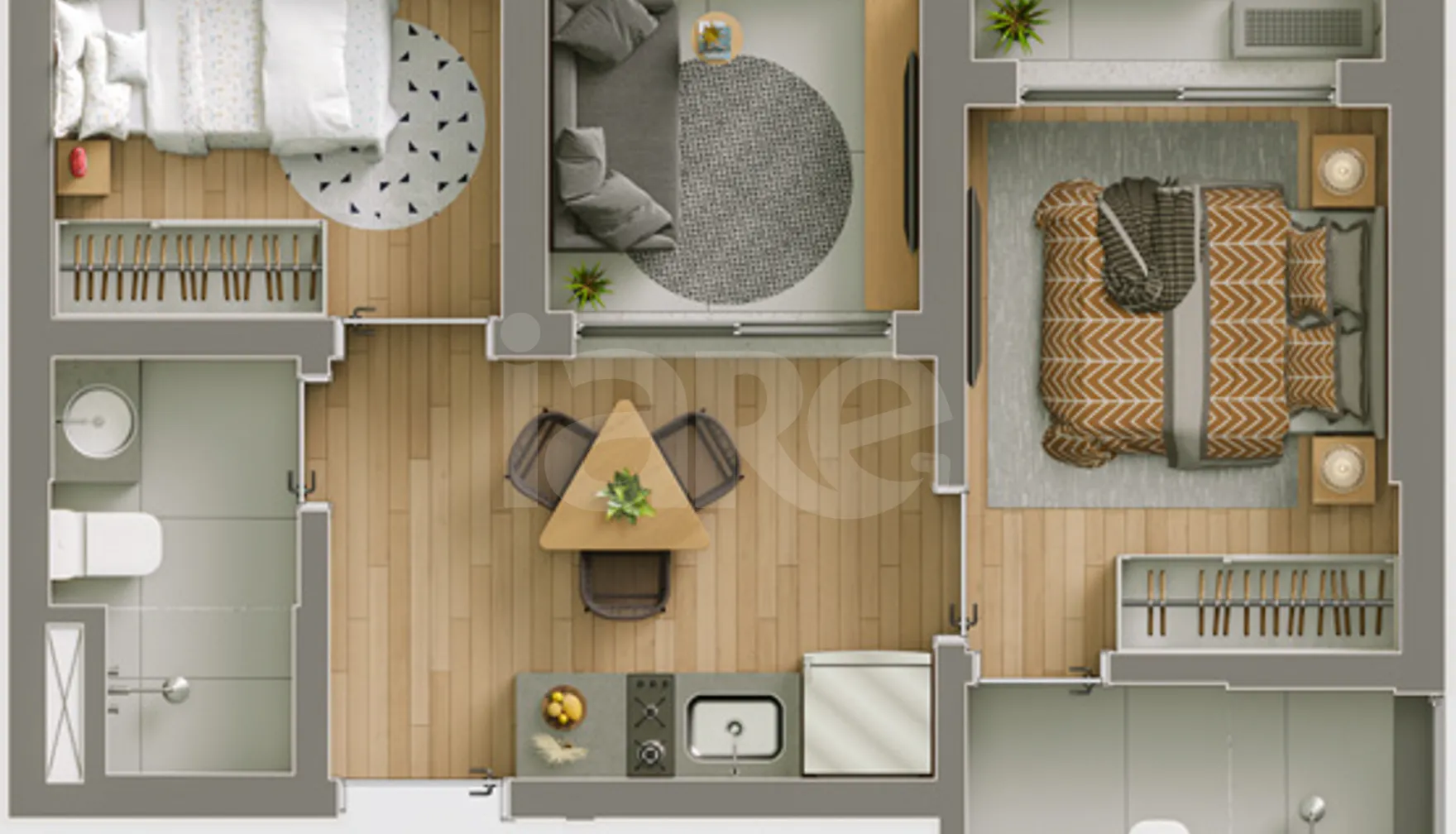 Planta — Apartamento 44,66 m²