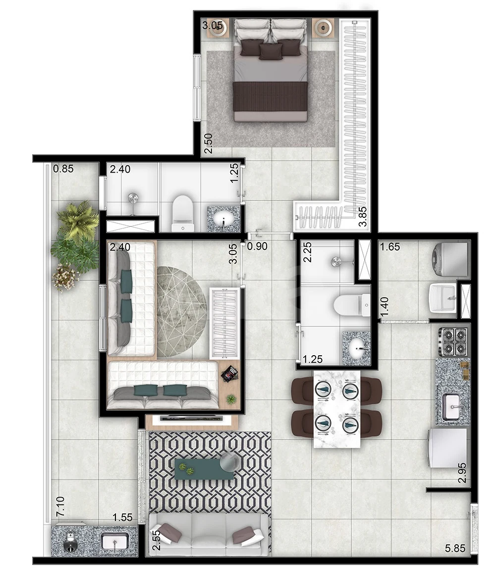 Planta — Garden 69,98 m²