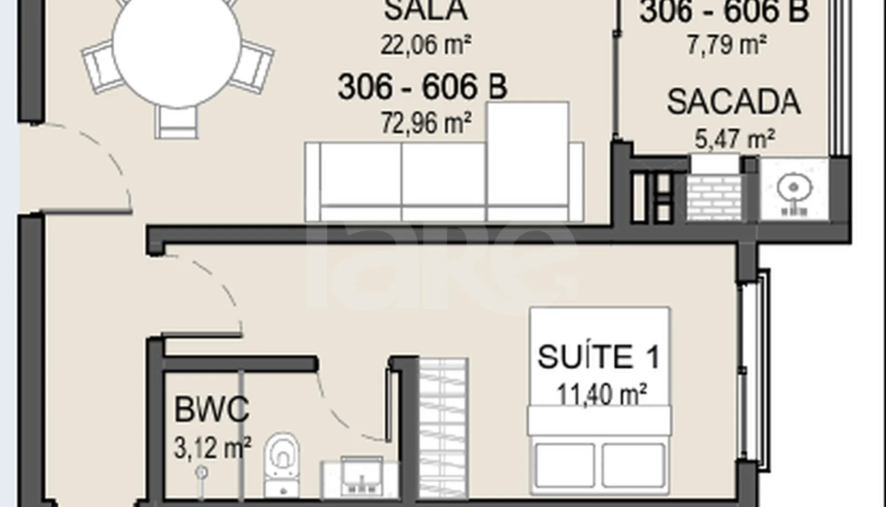 Planta — Apartamento 80,77 m²